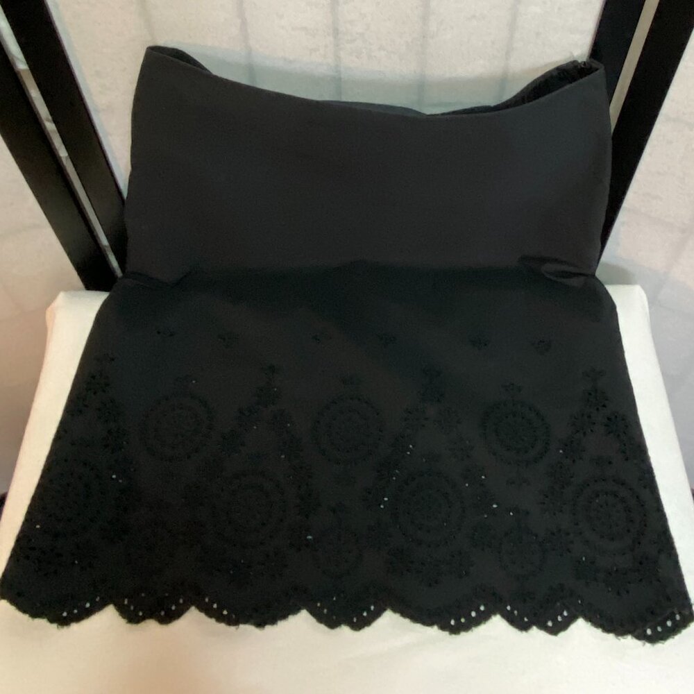 Banana Republic Black Cotton Eyelet Scalloped Hem Pencil Mini Skirt Lined 0 - Picture 7 of 10